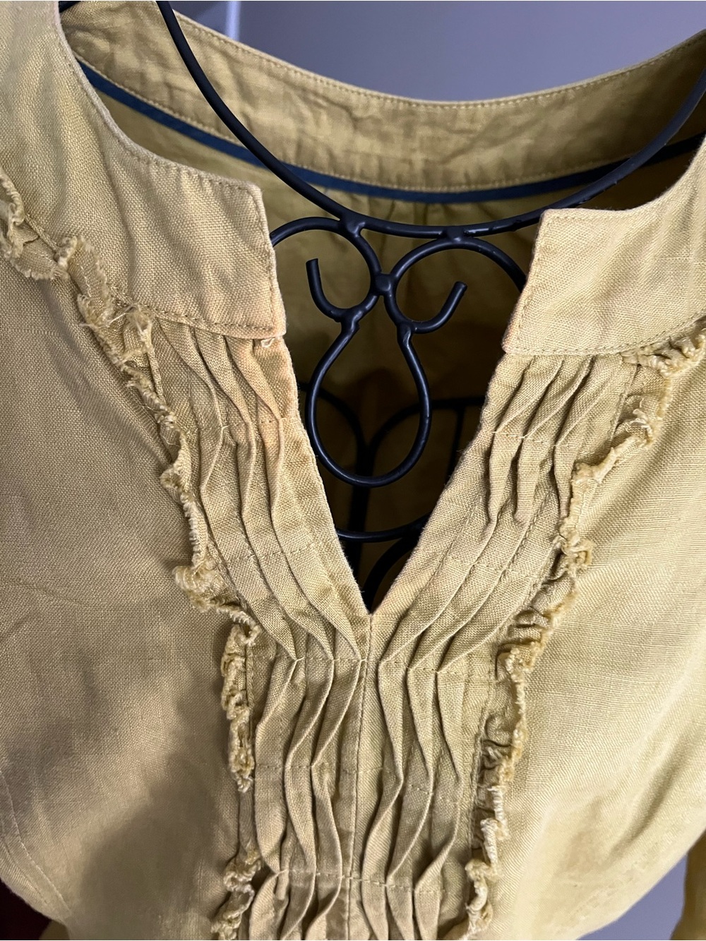 BODEN Yellow Ruffled Front Linen Dress with tie - Picture 7 of 13